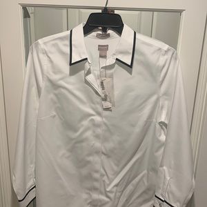Chicos no iron white shirt with black piping size 1
